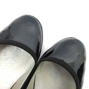 Repetto バレエシューズ ローヒール フラット エナメルレザー ストラップ 37.5 23.7cm 黒 ブラック