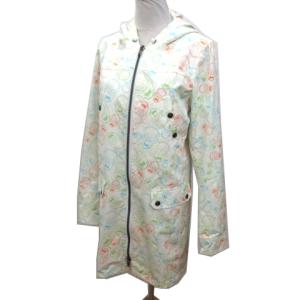 AA コート フード ロング スカル総柄 コットン S 白 ホワイト