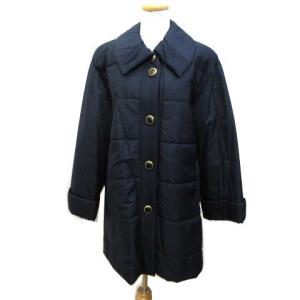 Leilian シルク中綿ロングキルティングコート 9 ネイビー