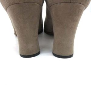 CHANEL フラワーアップリケスエードパンプス グレー