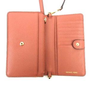 MICHAEL KORS ミニ ショルダーバッグ ウォレット ポーチ フラップ レザー ピンクベージュ