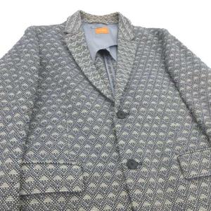 HUGO BOSS テーラードジャケット ジャガード 柄編み 総柄 シングル 2B カジュアル 50 L グレー