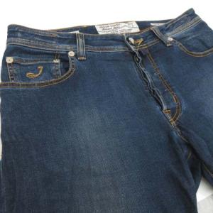 JACOB COHEN デニム パンツ ストレッチ USED加工 テーパード ジーンズ イタリア製 33 ネイビー