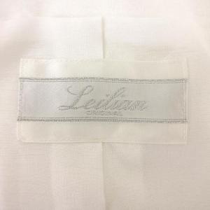 Leilian セレモニースーツ セットアップ 総レーススカート 膝丈 ノーカラージャケット 9 白 ホワイト 黒 ブラック