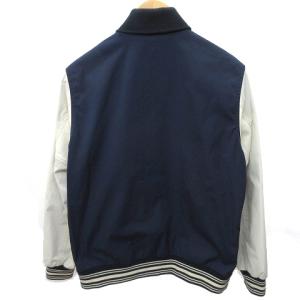 nanamica スタジャン バーシティ ジャケット varsity jacket レザーコンビ ショールカラー S 紺 ネイビー 白 ホワイト