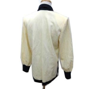 YVES SAINT LAURENT ニット シャツ 長袖 プルオーバー 金ボタン 国内正規 ウール M 白 ホワイト 紺 ネイビー ECR4 C052215