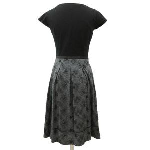 TOCCA フレア花柄ドッキングワンピース グレー