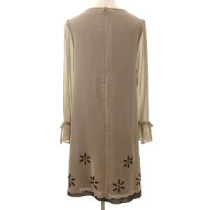 M'S GRACY フラワー刺繍ミニシフォンワンピース ベージュ