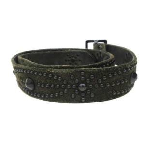 Goodenough ベルト ピンバックル レザー ビジュー スタッズ 金具 ダークグレー