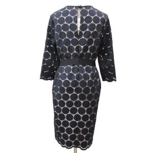 kate spade new york ワンピース 七分袖 ミニ ドット 刺繍 リボンベルト 4 紺 ネイビー