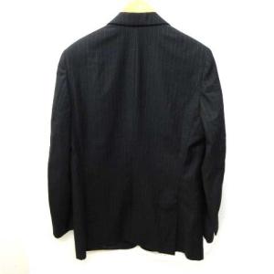 HERMES スーツ セットアップ シングル 2B サイドベンツ ストライプ 大きいサイズ XL ダークグレー