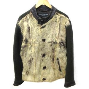 ジャケット ファー レザー切替 50 ブラウン