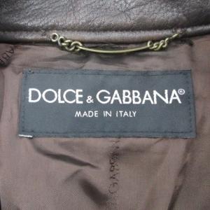 DOLCE&GABBANA ジャケット ファー レザー切替 50 ブラウン