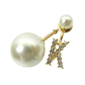 MY ABCDIOR トライバル ピアス イニシャルK レジンパール ケース付き ゴールド