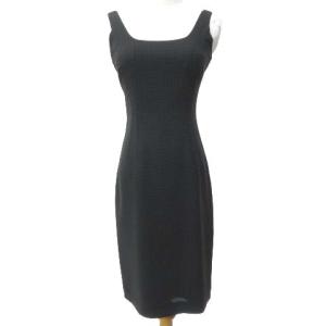 LINEA Tailor ひざ丈ドットワンピース 38 ブラック