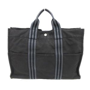 HERMES フールトゥMM キャンバストートバッグ ブラック