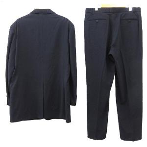 GIANNI VERSACE スーツ セットアップ 上下 インボタン 総裏地 ビジネス フォーマル 54 紺 ネイビー イタリア製