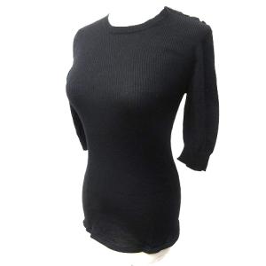 CHANEL 05A カシミヤ シルク混 リブ ココマーク ニット 42 黒