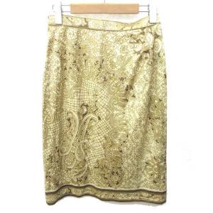 LEONARD FASHION ひざ丈総柄台形スカート 67 ベージュ