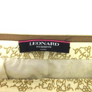 LEONARD FASHION ひざ丈総柄台形スカート 67 ベージュ