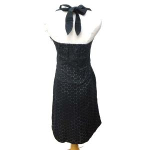 TOCCA ネックリボンナイロンひざ丈ワンピース 4 ブラック