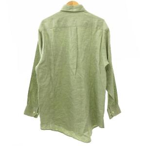 Brooks Brothers アイリッシュリネン シャツ 長袖 ボタンダウン 胸ポケット M グリーン RRR R061916