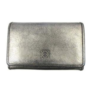 二つ折り財布 アナグラム L字ファスナー レザー シルバー