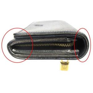 LOEWE 二つ折り財布 アナグラム L字ファスナー レザー シルバー