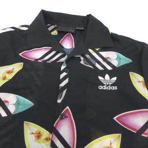 adidas Originals ×ファレル・ウィリアムス アロハ シャツ 半袖 AO2986 Pink Beach トレフォイル 総柄 花柄 スキッパー シャツ