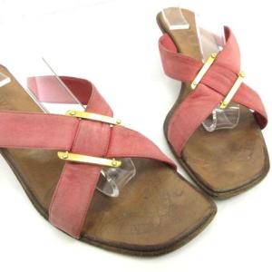 LOEWE クロスベルトミュールサンダル 37.5 ピンク