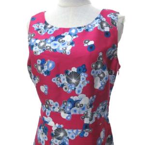 DIANE von FURSTENBERG 花柄 ワンピース 膝丈 ノースリーブ ウール シルク ドレス 4 M ピンク