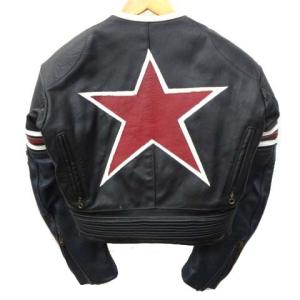 vanson Leathers 90s レーシングジャケット シングル バイカー ライダース ワンスター レザー 36 S 黒 ブラック 赤 レッド