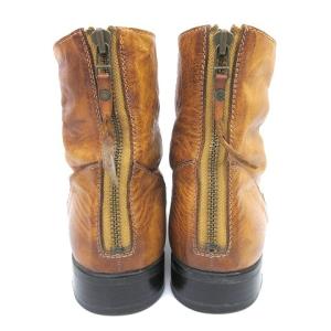 PADRONE 14AW バックジップ ブーツ USED加工 BACK ZIP BOOTS  プレーントゥ レザー 42 26.5cm キャメル