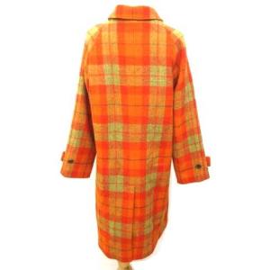BEAMS BOY ×ハリスツイード Harris Tweed バルカラーコート ステンカラー ロング丈 比翼ボタン チェック ウール 2 M