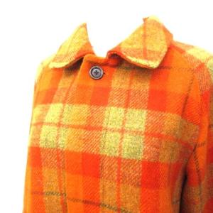 BEAMS BOY ×ハリスツイード Harris Tweed バルカラーコート ステンカラー ロング丈 比翼ボタン チェック ウール 2 M