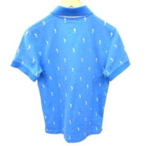 MARK&LONA ポロシャツ 半袖 スカル刺繍 ゴルフ ウエア コットン M 青 ブルー