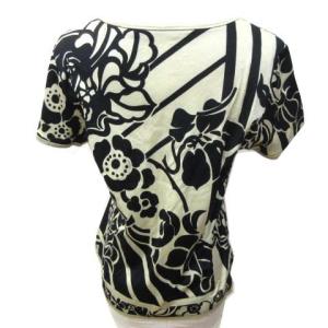 LEONARD FASHION カットソー 半袖 花柄 クルーネック コットン XL ブラック ベージュ