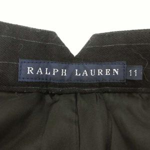 RALPH LAUREN ストライプフレアスラックスパンツ 11 ブラック