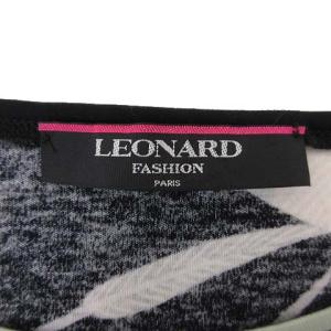LEONARD FASHION カットソー フレンチスリーブ 花柄 M 黒