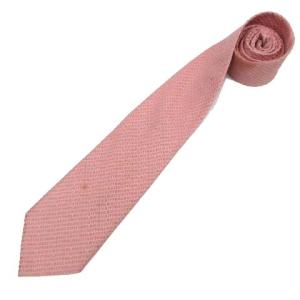 C082422 ネクタイ ロゴ総柄 刺繍 シルク ピンク