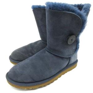 ムートンブーツ ショート ベイリーボタン 5803 ロゴボタン ワンポイント 23.0cm 紺 ネイビー N091117 IBO14
