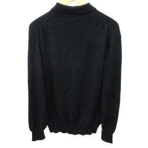 malo マロ セーター 長袖 衿付き ニット カシミヤ ヘンリーネック 52 XL 黒 ブラック