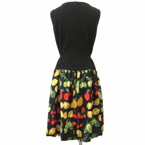 M'S GRACY IBO14 R090306 ワンピース ノースリーブ 切替 フルーツ柄 バルーン 40 ブラック
