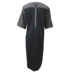 Leilian バイカラー五分袖ワンピース 9 ダークグレー