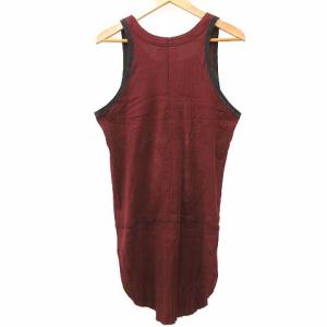 TAKAHIROMIYASHITATheSoloIst. R090715 リブ タンクトップ ロング コットン シルク混 ラウンドカット レッド