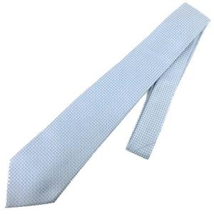 ネクタイ ロゴ チェック レギュラータイ シルク ライトブルー