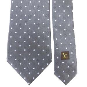 LOUIS VUITTON R092017 モノグラム ネクタイ ドット シルク グレー