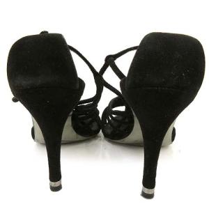 LOUIS VUITTON アンクルストラップ サンダル スエード フラワービジュー 36 ブラック