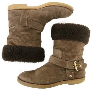 LOUIS VUITTON ショートブーツ スエード ボア モノグラム 24cm ブラウン