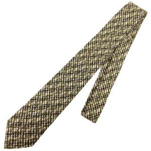 フランス製 ネクタイ チェック 蹄鉄 ホースシュー シルク ベージュ イエロー